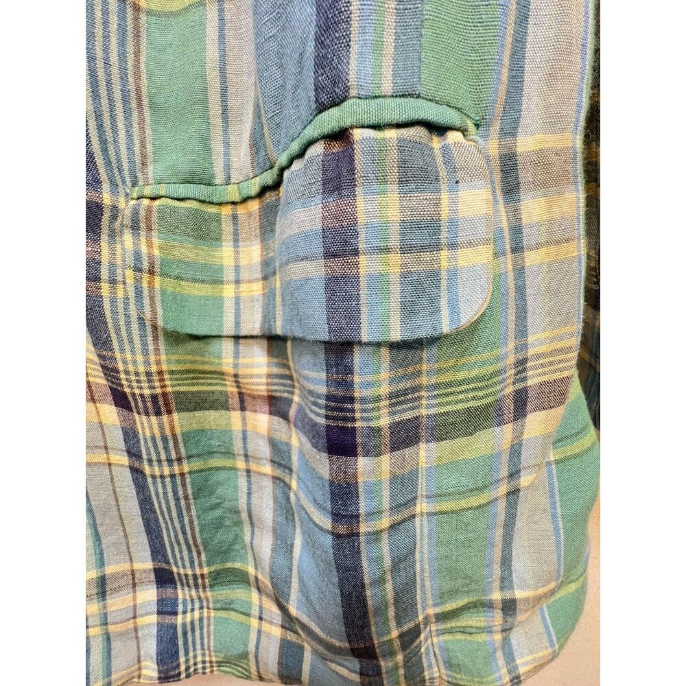 Talbots Women's Classic Linen 2 Button Blazer Long Sleeve Size L Multi Plaid - Picture 9 of 11